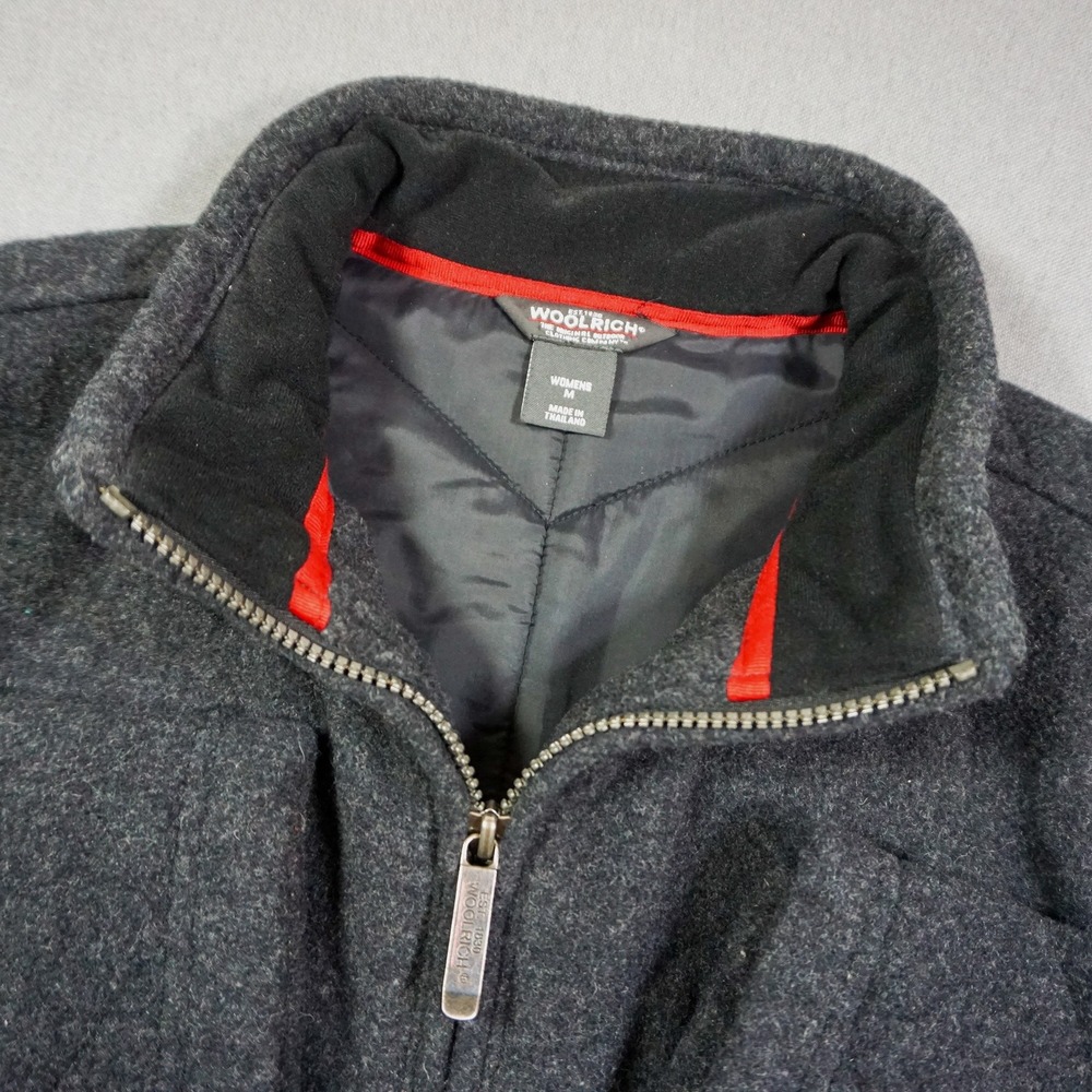 Woolrich Charcoal Heather Wool Quilted Zip Front Jacket Outdoor 15601 Women M